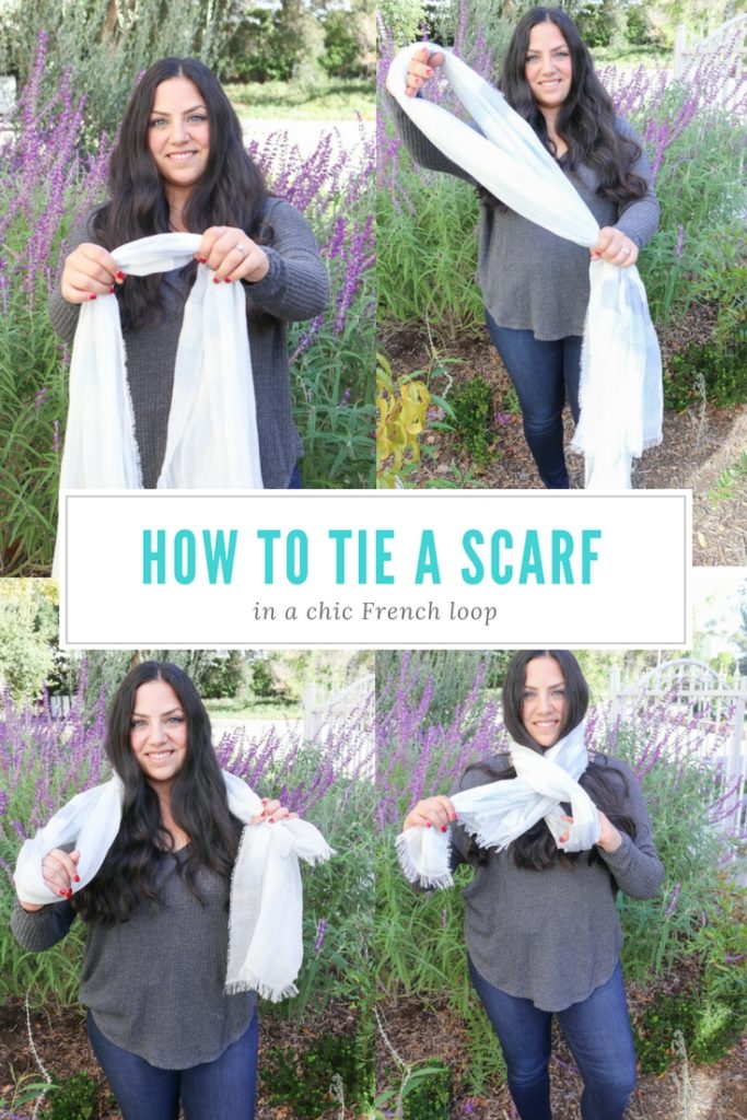 How to tie a scarf in a chic french loop and several other ways to wear a scarf and other wardrobe essentials