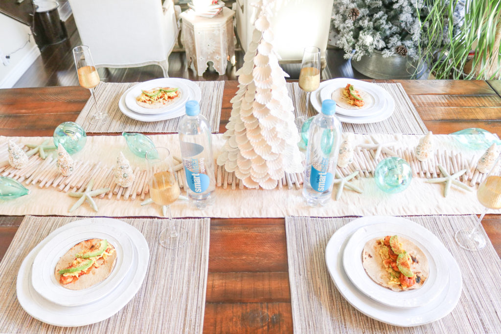 A Coastal Christmas Tablescape and Spicy Mango Shrimp Tacos