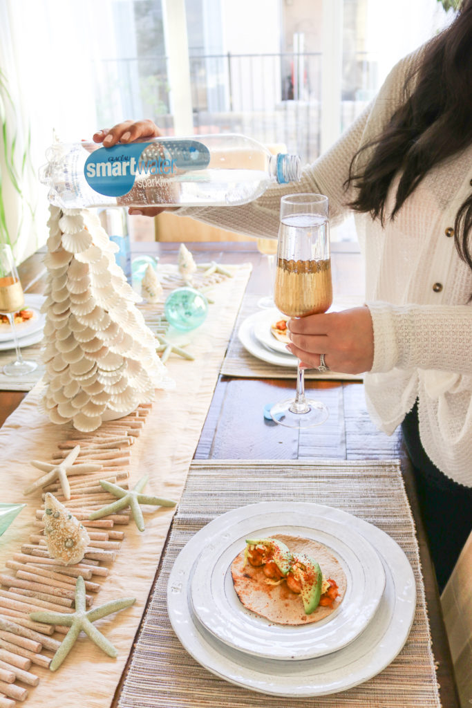 A Coastal Christmas Tablescape and Spicy Mango Shrimp Tacos