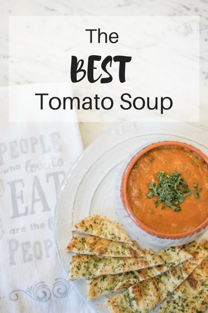The best creamy roasted tomato soup recipe you'll try! It's packed full of tons of veggies. So healthy, yet super comforting! | vegan | dairy free | whole 30 |