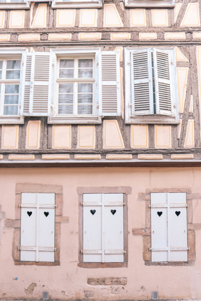 The cutest blush and heart architecture in Colmar, France. A charming city with german influence. One to add to your Europe bucket list!