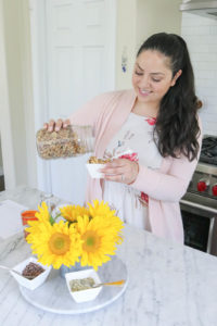 Lay out fun toppings for a fruit free smoothie tasting party