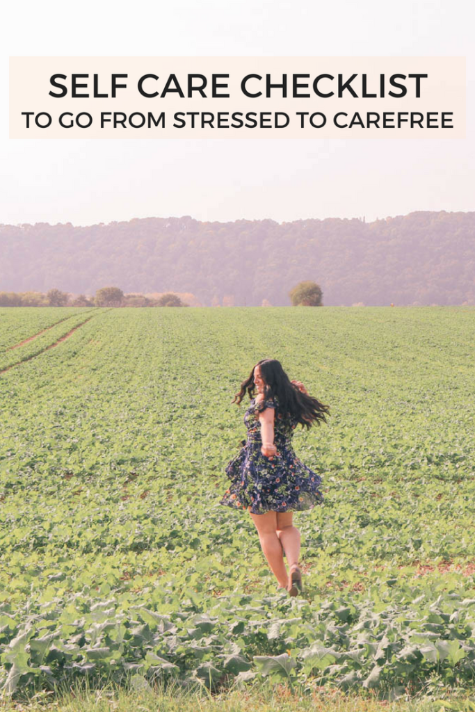 Self care checklist to go from overwhelmed and stressed to carefree. Comes with printables!