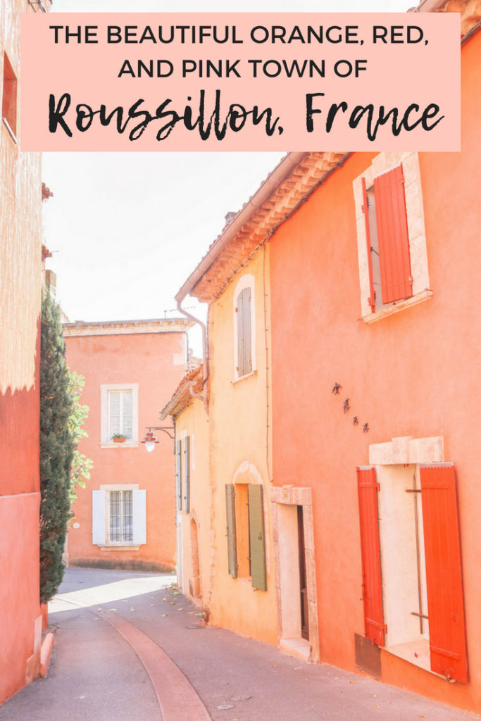 The beautiful rusty orange, red, and pink colors of the French town of Roussillon, France
