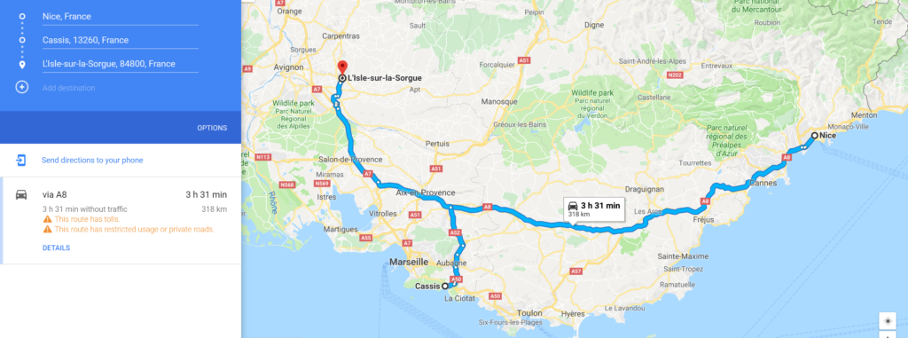 South of France road trip itinerary