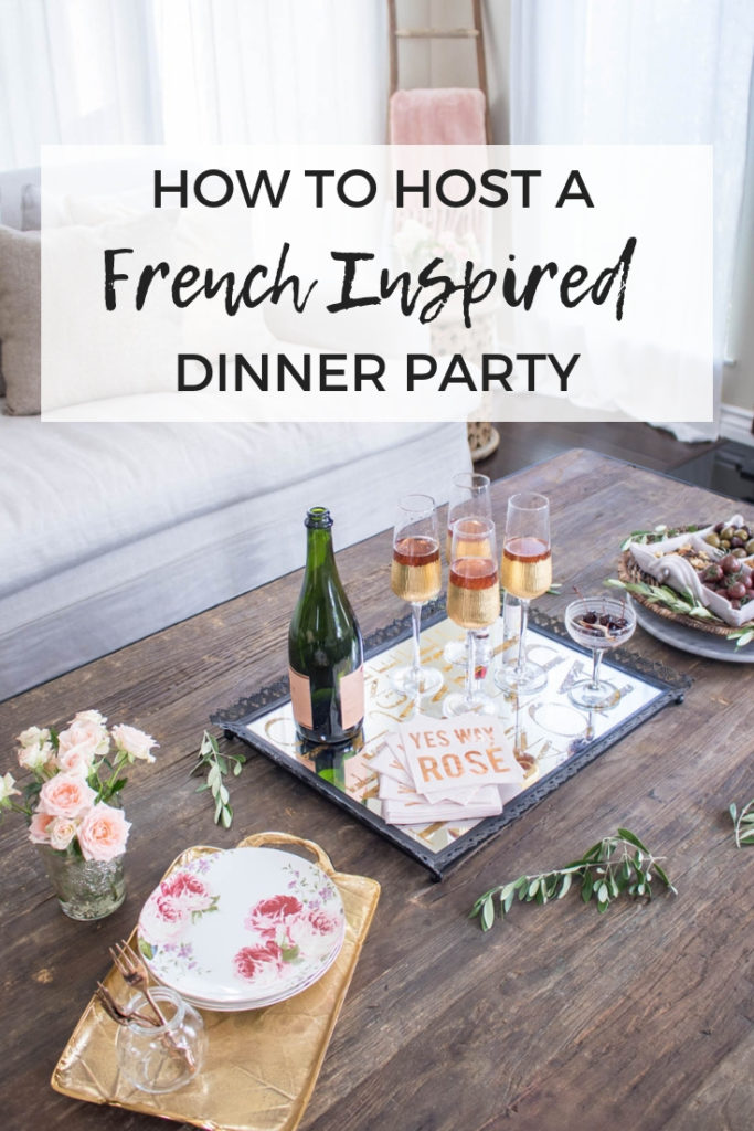 How to host a French inspired dinner party. Easy entertaining tips for a fun dinner party, complete with menu and tablescape ideas