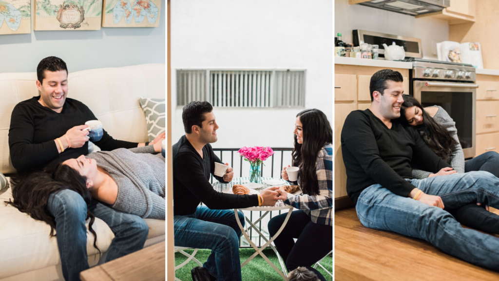 List of relationship goals: three photos of a couple who are talking and connecting